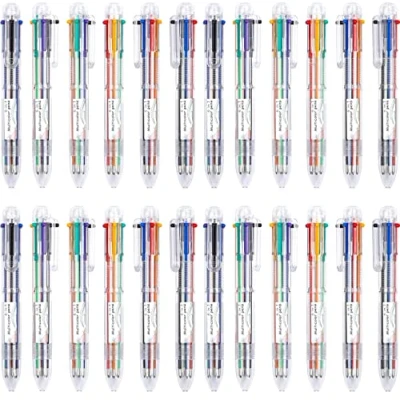 Afbeelding van KAHEIGN 30 stuks shuttle pen, 6 in 1 veelkleurige balpen, 0,5 mm, transparante 14 cm, intrekbare pennen voor kantoor, schoolbenodigdheden, studenten, kinderen cadeau