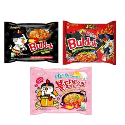 Afbeelding van Samyang 3x Buldak Ramen Carbonara, Hot Chicken, 2 voudige Spicy Chicken Set Probeerpakket Stir Fry Noodles Gift