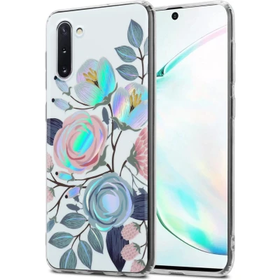 Afbeelding van Cadorabo Hoesje geschikt voor Samsung Galaxy NOTE 10 in PIOENEN Beschermhoes gemaakt van TPU siliconen Case Cover met bloemenmotief