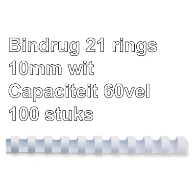 Afbeelding van Bindrug Fellowes 10mm 21rings A4 wit 100stuks