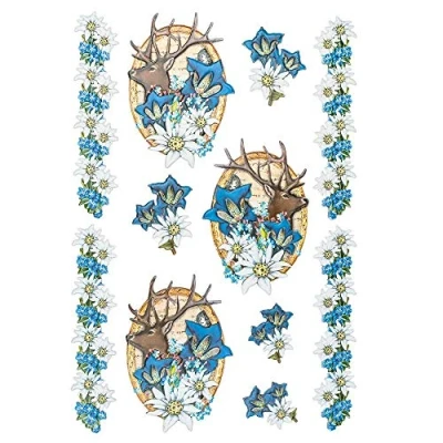 Afbeelding van Ideen mit Herz Stickervel 3 D reliëfstickers stickers hoogwaardig reliëf met effect DIN A4 vellen verschillende motieven (Edelweiss 02)