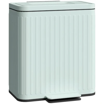 Afbeelding van HOMCOM Dual Kitchen Bin, 2 x 20 l dubbele bak voor recycling en afval, vingerafdrukbestendige pedaalemmer met soft close deksel, afneembare binnenbuckets, groen (pedaalemmer bestand tegen