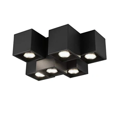 Afbeelding van Trio Leuchten Plafondlamp Fernando 604900632, metaal mat zwart, excl. 6x GU10