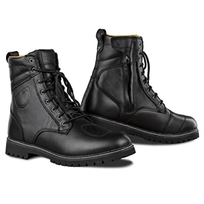 Afbeelding van SHIMA Thomas motorschoenen voor heren, versterkte leren met ritssluiting aan de zijkant, enkelsteun, antislipzool, zwart 41