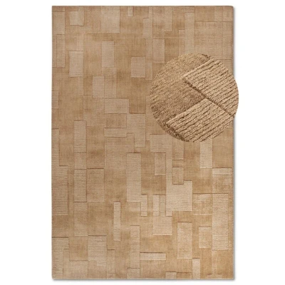 Afbeelding van Villeroy &amp; Boch Wollen tapijt Wilhelmine natuurlijk woonkamertapijt handgeweven en milieuvriendelijk boho wol voor woonkamer, slaapkamer, eetkamer, hal, keuken beige, 120x170 cm