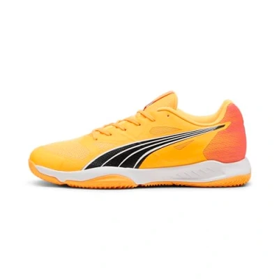 Afbeelding van Puma Eliminate Turbo Handbalschoenen, Heren, Maat: 42.5, Sun stream/sunset glow/black Textiel/ synthetisch