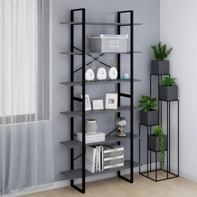 Afbeelding van Hoge kast 100x30x210 cm massief grenenhout grijs