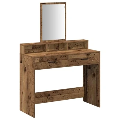 Afbeelding van vidaXL Oude houtlook Massief hout 100 x 41 140 cm Spiegel Kaptafel