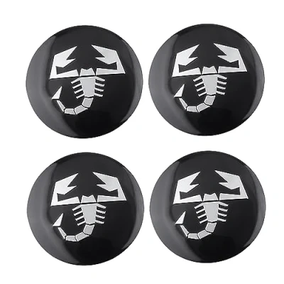 Afbeelding van 4 stuks wielnaafdoppen middenafdekking embleem badge stickers wiel hub cover sticker voor Fiat Abarth Scorpion (zwart)