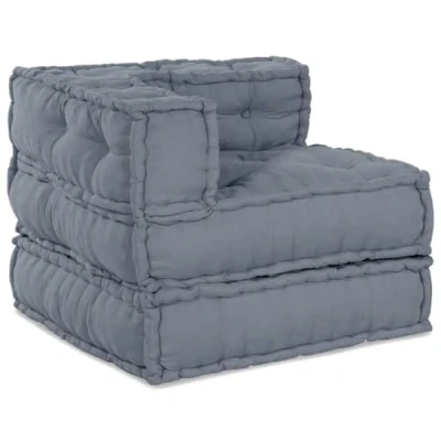 Afbeelding van vidaXL Pouffe Grijs Stof (100% katoen) 70 x 54 cm Modern
