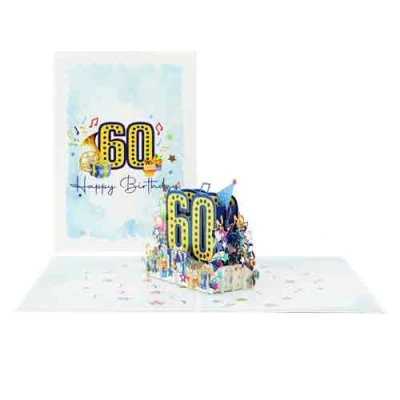 Afbeelding van Wenskaart Kiriori 3D Happy Birthday 60 Jaar met Envelop