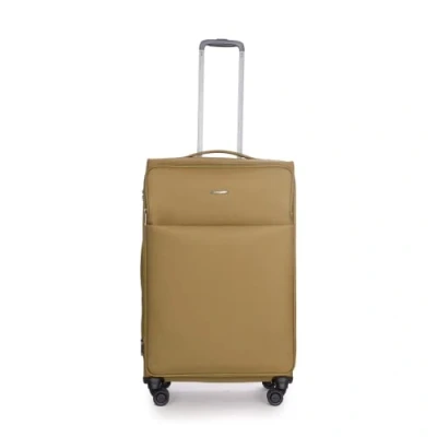 Afbeelding van Stratic Light + koffer met zachte schaal, reiskoffer, trolley, handbagage, TSA kofferslot, 4 wielen, uitbreidbaar, Kaki, 79 cm, 42