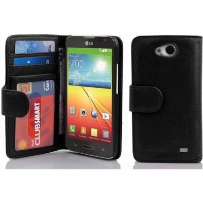 Afbeelding van Cadorabo Hoesje geschikt voor LG L70 (1. SIM) in ZWARTE OXIDE Beschermhoes met magnetische sluiting en 3 kaartsleuven Book Case Cover Etui