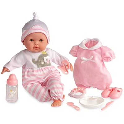 Afbeelding van JC TOYS pop pasgeborenen, 38 cm, zacht lichaam, met accessoires