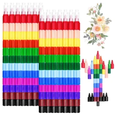 Afbeelding van Lectorias 14 stuks, stapelbaar, perfect kleurpotloden voor kinderen, 12 kleuren in 1, ideaal kleine gastgeschenken, verjaardag, als cadeau, verjaardag