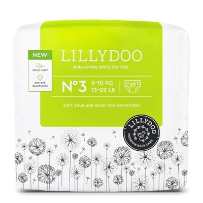 Afbeelding van LILLYDOO Huidvriendelijke babyluiers maat 3 (6 10 kg), 29 stuks, veilige bescherming tegen lekken, zacht, parfumvrij, zonder lotions en kleurstoffen voor de gevoelige huid, dermatologisch getest