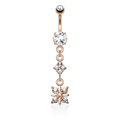 Afbeelding van Navelpiercing diamant met hanger rose gold plated