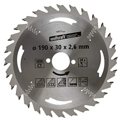 Afbeelding van Wolfcraft 6477000 Hardmetaal cirkelzaagblad 190 x 30 mm Aantal tanden: 28 1 stuk(s)