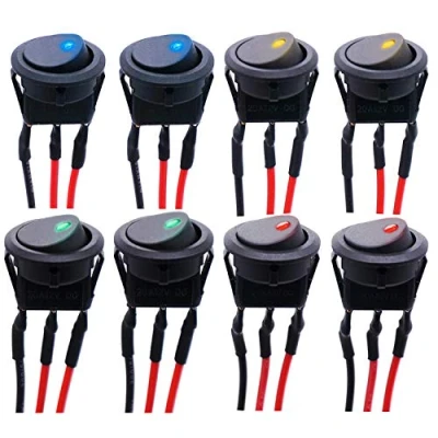 Afbeelding van RUNCCI YUN Led tuimelschakelaar, ronde schakelaar voor auto, DC 12 V, 20 A, waterdicht, met kabel, 3 polig, vergrendelingsknop, vrachtwagen