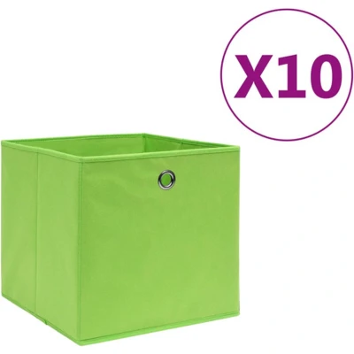 Afbeelding van vidaXL Opbergboxen 10 st 28x28x28 cm nonwoven stof groen