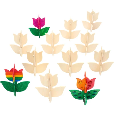 Afbeelding van Colorations Maak en Versier je eigen Houten Tulp, Set van 12