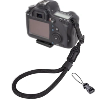 Afbeelding van LENS AID Polsband in touw look voor camera, camerariem pols, Sailor Strap, Zwart met band, Eén maat