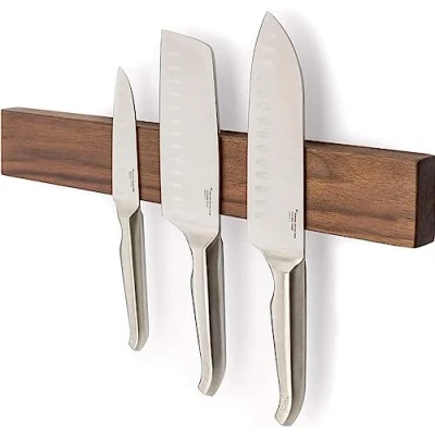 Afbeelding van Magnetische Messenhouder Acacia Hout Messenmagneet 40 cm messenstrip Keuken Magneetstrip Met 3M Plakstrip en Schroeven