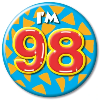 Afbeelding van Paper Dreams Button I&#039;m 98 Staal 5,5 Cm Geel/blauw/rood