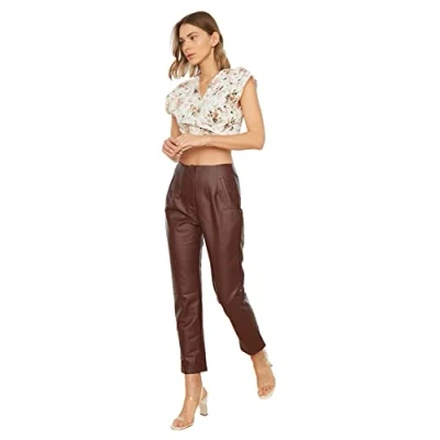 Afbeelding van Trendyol Beige Effen Geweven Broek Twoaw22Pl0177