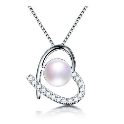 Afbeelding van N3 Collecties 925 Sterling Zilveren Hart Zirkoon Hanger met Echte Zoetwater Parel