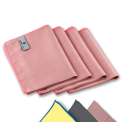Afbeelding van ELEXACLEAN Raamdoek, streepvrij, microvezel raampoetsdoeken (4 stuks, 40 x 30 cm, rood) premium glazen poetsdoeken voor auto binnen en buiten