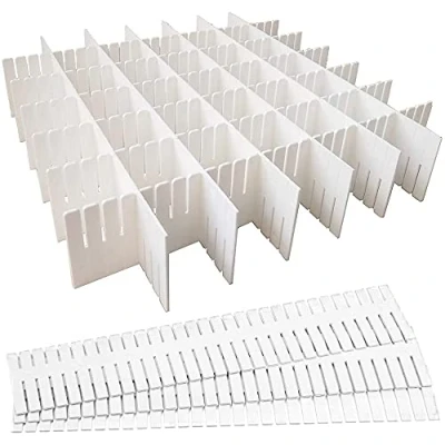 Afbeelding van GIAK Scheidingswanden voor laden, verstelbare 8 stuks, wit, organizer kantoor, badkamer, keuken of slaapkamer, lade