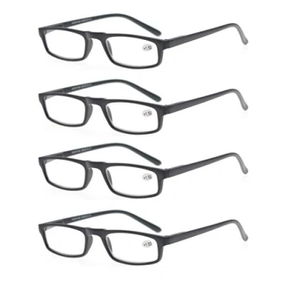 Afbeelding van 4 stuks leesbril, 1,5 stuks, voor heren/dames, goede bril, hoogwaardig, comfortabel, rechthoekig, super leeshulp, mannen en vrouwen (4 zwart)