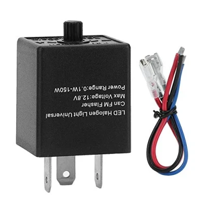 Afbeelding van Tbest 3 pins knipperrelais, led 12 V, 24 polig, verstelbaar knipperlicht, relais, hyper, voor auto, motorfiets