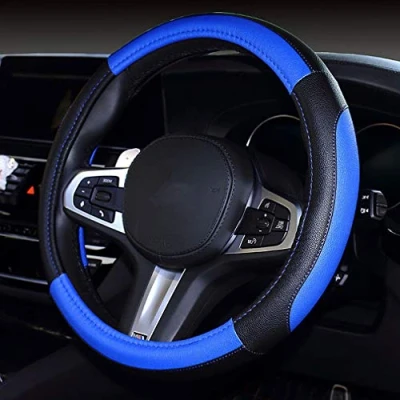 Afbeelding van Pahajim Universele Stuurwiel Bescherming 38cm/15inch Microfiber Leer Stuurhoes Slijtvast Anti slip Stuurwielhoezen voor Auto,Voertuig,SUV (1 blauw)