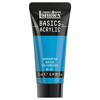 Afbeelding van Liquitex 8870498​ Basics acrylverf Fluorescent Blue, 22 ml tube, lichtecht, waterbestendig, voor het schilderen en decoreren van hout, metaal, keramiek, kunststof, canvas