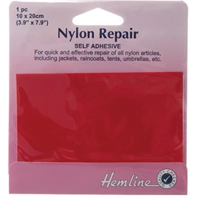 Afbeelding van Hemline Nylon Reparatie Mending Patch Zelfklevend 10x20cm Rood