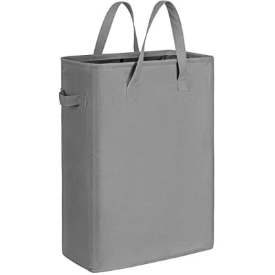 Afbeelding van Slanke wasmand Kleine Opvouwbare waszak met handvat 45L grijs