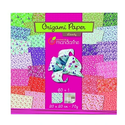 Afbeelding van Avenue Mandarine 52509O een verpakking met 60 vellen origami 20 x cm 70 g (30 motieven 2 vellen) + vel stickers &quot;ogen&quot;, vanaf 7 jaar Liberty
