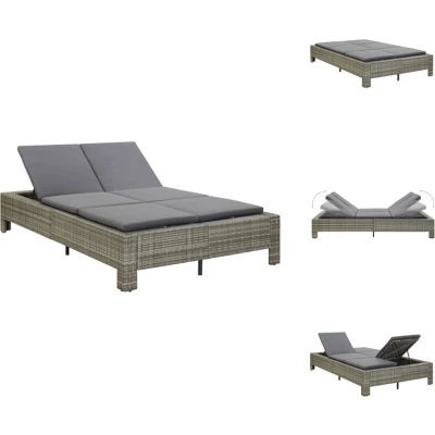 Afbeelding van Ligbed met kussen 2 persoons poly rattan grijs