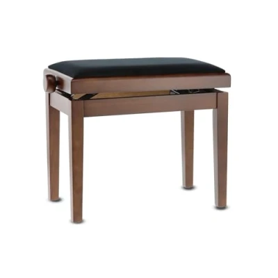 Afbeelding van GEWA Piano Bench Deluxe Walnut Matt (soepele hoogteverstelling via nauwkeurig schaarmechanisme, gemaakt van hoogwaardig massief hout, duurzaam en robuust, hoge breukbelasting)