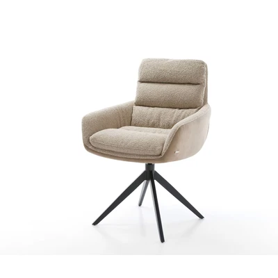 Afbeelding van DELIFE Draaistoel Abelia Flex met armleuning materiaalmix mud kruisframe breed zwart 360 draaibaar rocker functie