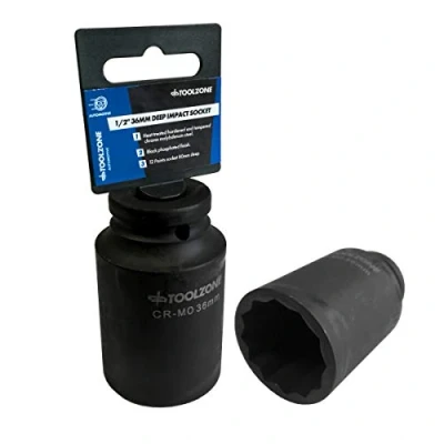 Afbeelding van 36 mm diepe impactbus 1/2 &quot;aandrijfnaafmoer vliegwielcontactdoos met zeskant 12 punts
