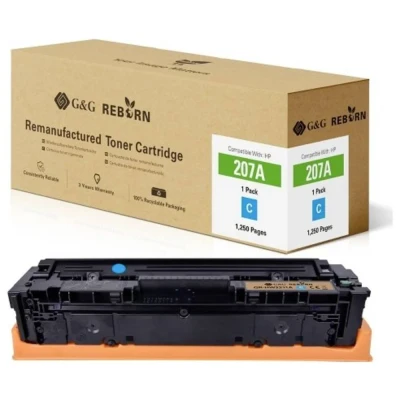 Afbeelding van G&amp;G REBORN 207A gereviseerde Tonercartridge Geschikt voor HP W2211A 207X W2211X cyaan