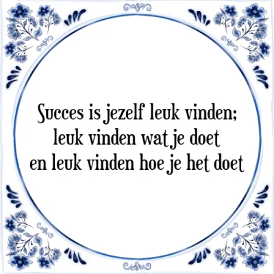Afbeelding van Succes is jezelf leuk vinden; vinden wat je Tegeltje + Spreuk