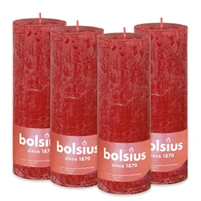 Afbeelding van Bolsius Rustieke Kaars 4 Stuks Rood 19cm