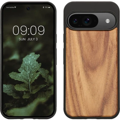 Afbeelding van kwmobile telefoonhoesje geschikt voor Google Pixel 9 / Pro Hoesje met bumper in vintage bruin Backcover hout