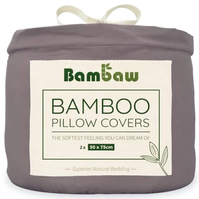 Afbeelding van Bambaw kussenslopen van bamboe, hotelkwaliteit, verkoelend, anti allergisch, set 2 Oxford 80 x cm, donkergrijs
