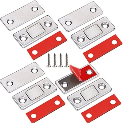 Afbeelding van Deurmagneet Jiayi 4 Stuks Ultra dunne Magnetische deurvanger Lade magneet Roestvrij staal kastvergrendelingen Hardware voor schuifdeur Raam Keukenkast Sluiting Kastdeur Deurdranger zilver