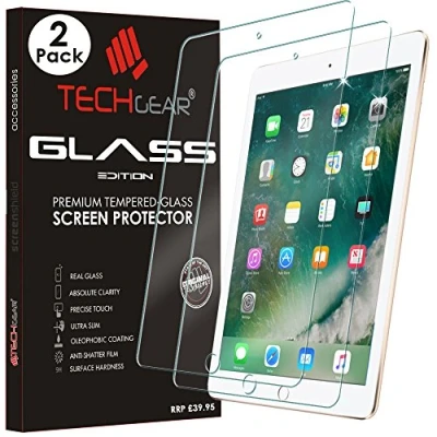 Afbeelding van TECHGEAR Beschermfolie van glas, compatibel met iPad 9.7 (2018/2017), Air 1, 2 (9,7 inch), beschermfolie, anti kras, beschermhoes, 9.7, 5e en 6e generatie